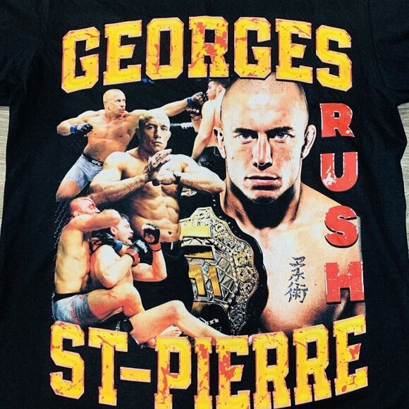 George St-Pierre T-shirt Graphic Print Tee Mens XS Black Rush UFC MMA - Picture 2 of 7